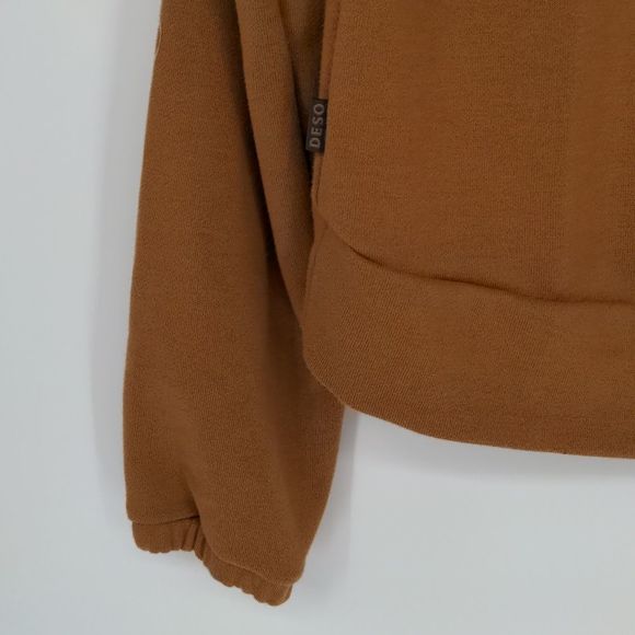 Deso Supply Leland‎ Cropped Sweatshirt Sweater Size Medium Camel Tan Terry Thumb - Picture 13 of 13